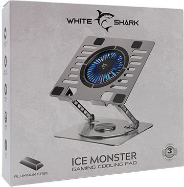 White Shark GCP-16 Ice Monster Cooling Pad for Laptop up to 17.3" with 1 Fan and Lighting Gray