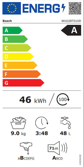 Bosch Πλυντήριο Ρούχων 9kg 1400 Στροφών Speed Perfect WUU28T02GR