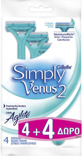 Venus Simply Venus Ξυραφάκια Σώματος μιας Χρήσης με 2 Λεπίδες & Λιπαντική Ταινία 8τμχ