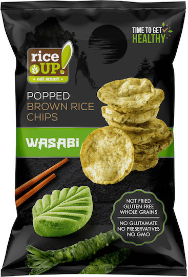 RiceUp Chips Popped Brown Rice με Γεύση Wasabi Χωρίς Γλουτένη 60gr