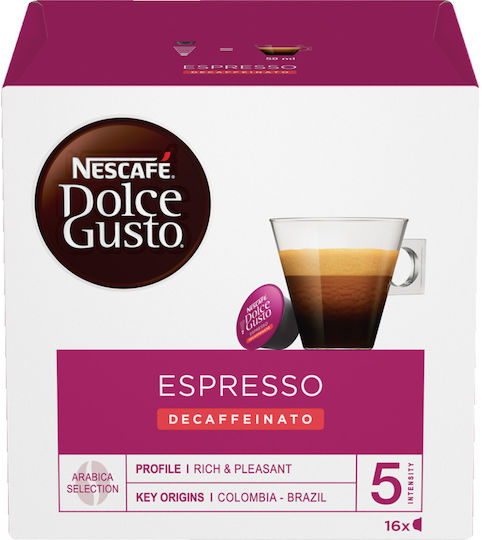 Nescafe Κάψουλες Espresso Dolce Gusto Espreso Decaf Decaffeine Συμβατές με Μηχανή Dolce Gusto 16caps