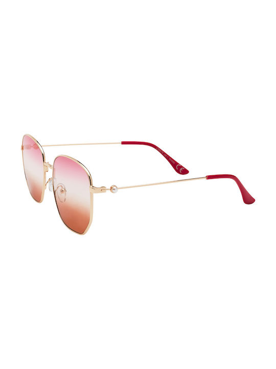 Sunglasses with Gold Metal Frame and Red Gradient Lens 01-6879-12