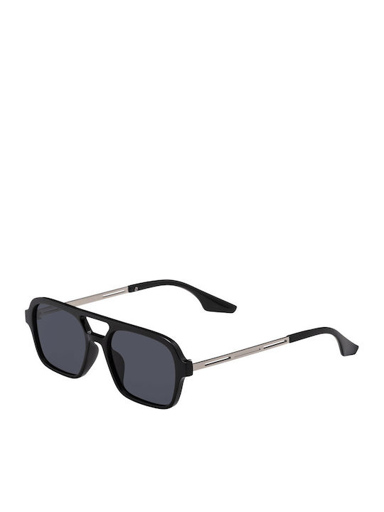 Pervedere Men's Sunglasses with Black Horn-Rimmed Frame and Black Lens 1914-2