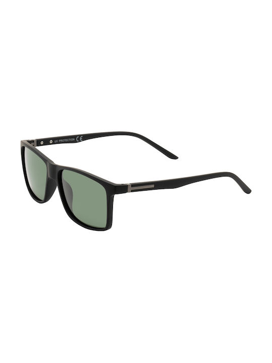 Sunglasses with Black Plastic Frame and Green Polarized Lens 201450-01