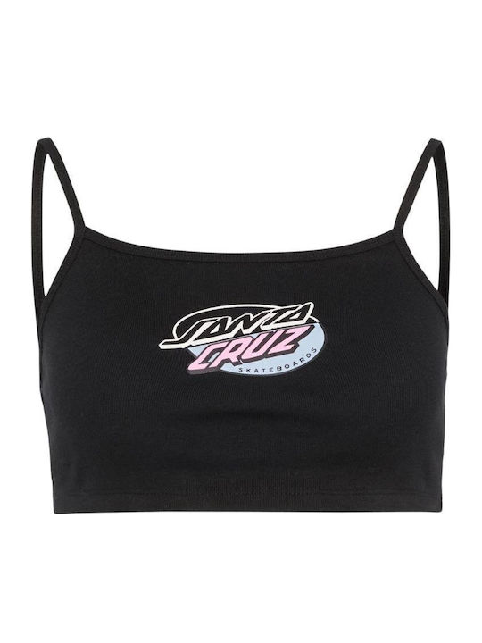 Women's Summer Crop Top with Spaghetti Straps Black