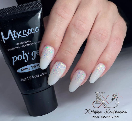 Mixcoco Гел Гел за изкуствени нокти Бял 30мл 60гр