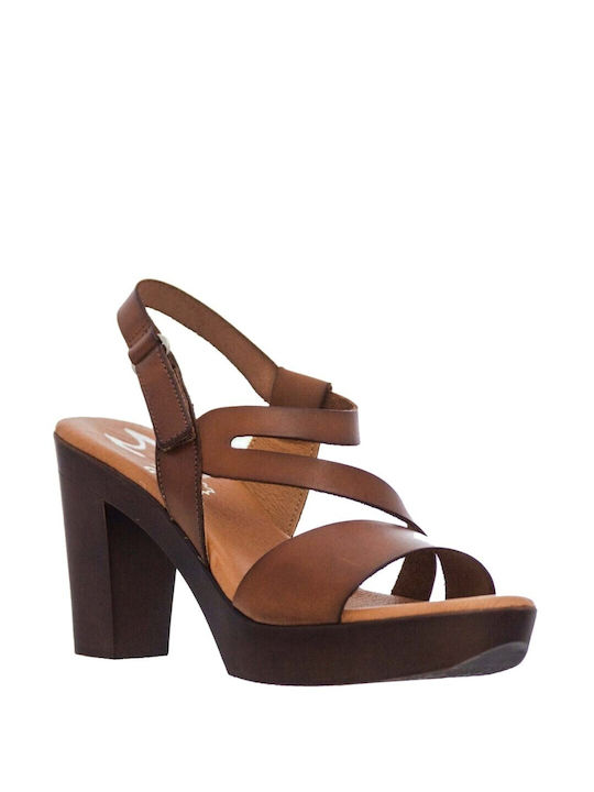 Marila Footwear Leather Women's Sandals Tabac Brown