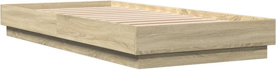 Bed Base Single made of Wood Beige 90x200cm.