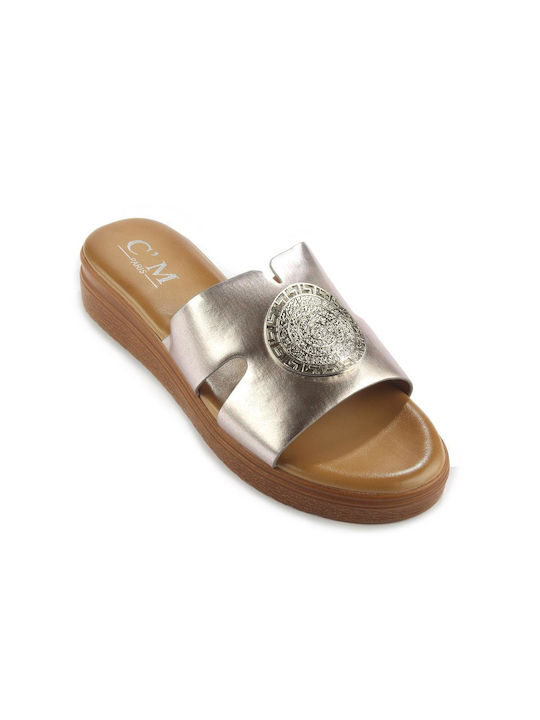 Flatform With Decorative Gold Buckle Fshoes 9204.17 - Fshoes - Silver