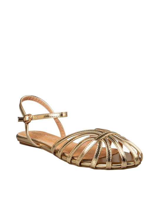 Envie Shoes Damen Flache Sandalen in Gold Farbe