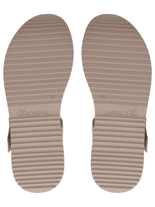 Women's Anatomical Leather Sandals with Removable Insole Caprice - Beige Snake