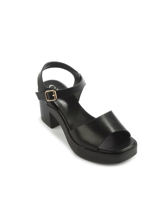 Square heel sandal with barrette Fshoes 68234.00 - Fshoes - Black