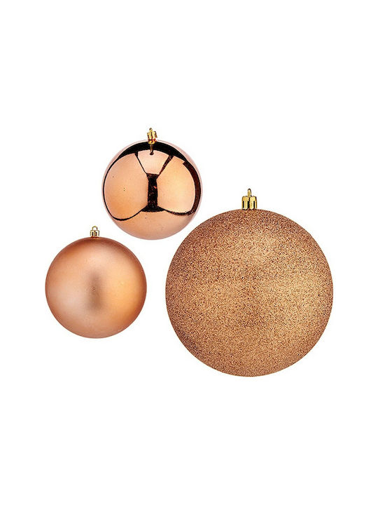 Krist+ Christmas Hanging Ball Ornament Plastic Bronze With Gold Dust With Beads Bronze