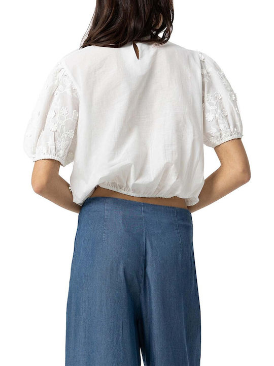 Tiffosi Γυναικεία Καλοκαιρινή Μπλούζα με Κουμπιά Λευκή