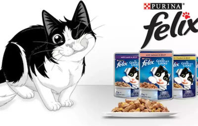 Purina Felix Le Chiottonerie Nasses Katzenfutter für Katze in Beutel mit Rindfleisch, Huhn und Gemüse 4x85gr