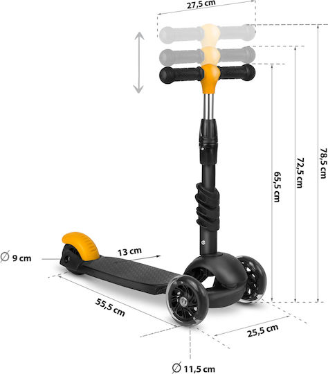 Ricokids Kinderroller Cubi 3-Rad mit Sitz Schwarz