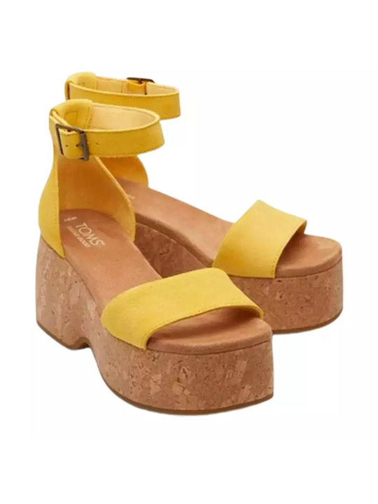 Toms Women's Suede Platform Shoes Yellow