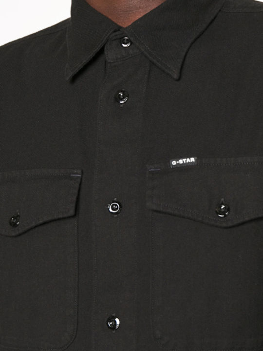 Marine Langärmlig Baumwolle Hemd Black