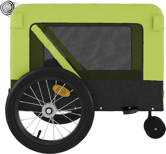 vidaXL Fahrradanhänger für Hunde bis 45kg Grün L123xB66xH63cm.