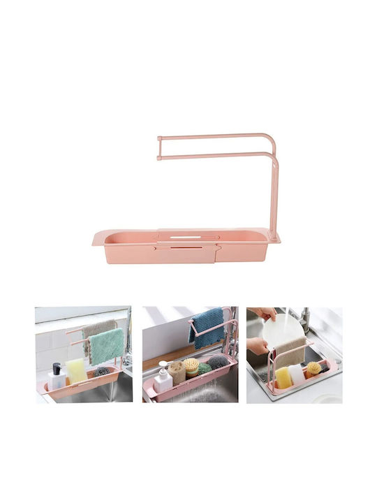 Organizer für die Küchenspüle Klappbar aus Edelstahl in Rosa Farbe