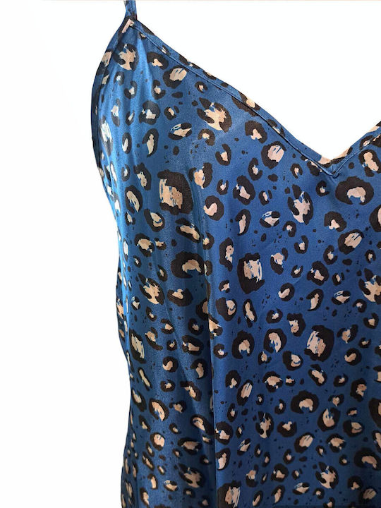 Elite Sommer Satin,σατεν Damen Nachthemd Blau