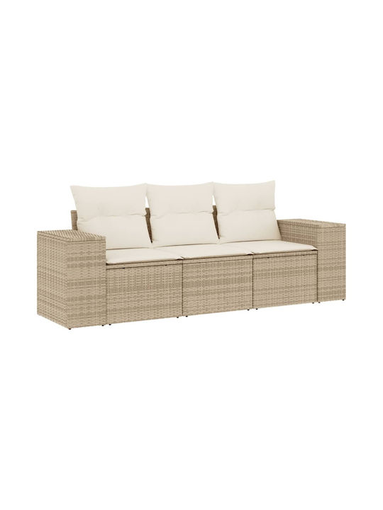vidaXL Tree-Seater Outdoor Rattan Sofa with Cushions 55x55x69cm