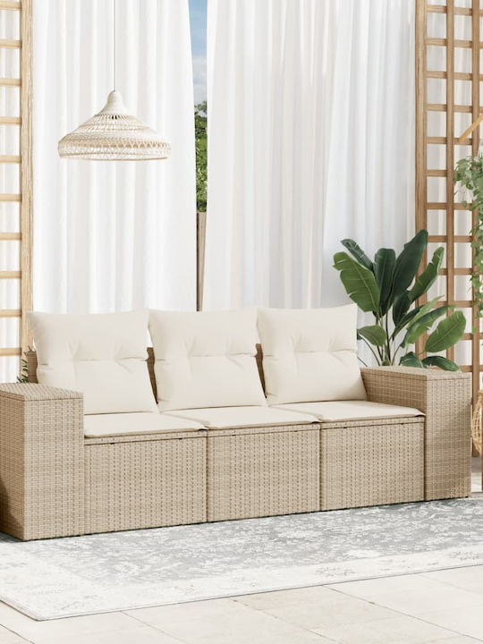 vidaXL Tree-Seater Outdoor Rattan Sofa with Cushions 55x55x69cm