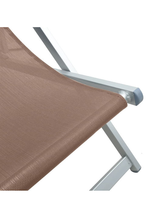Deckchairs Aluminum Coffee 2pcs 57x97.5x80cm