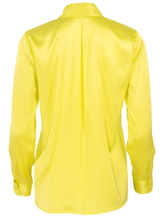 Elisabetta Franchi Women's Silky Long Sleeve Shirt Yellow