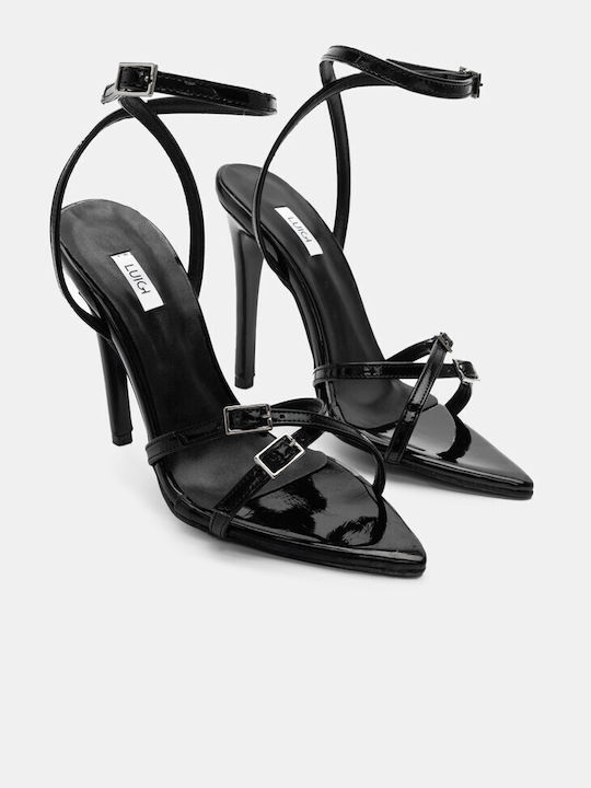 Luigi Design - Pointed Sandals with Cross Straps & Tokes 4133059-black-mistletoe