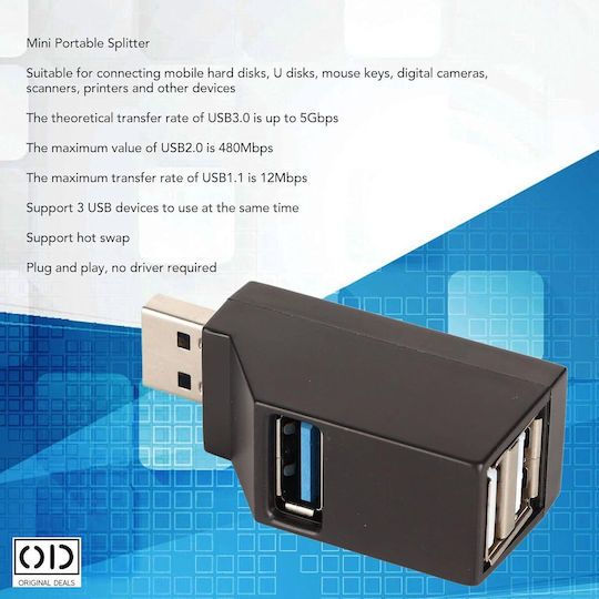 Hub 3 Θυρών USB 3.0 με σύνδεση USB-A