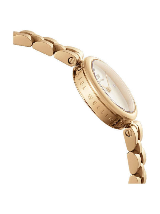 Daniel Wellington Lumine Crystals Womens Watch 22mm Battery With Gold Steel Bracelet