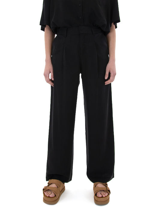 Black n Black Women's High-waisted Fabric Trousers Black