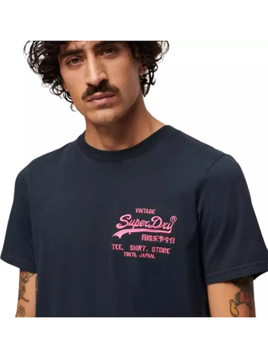 Superdry D2 Ovin Neon Vl T-shirt Navy Blue