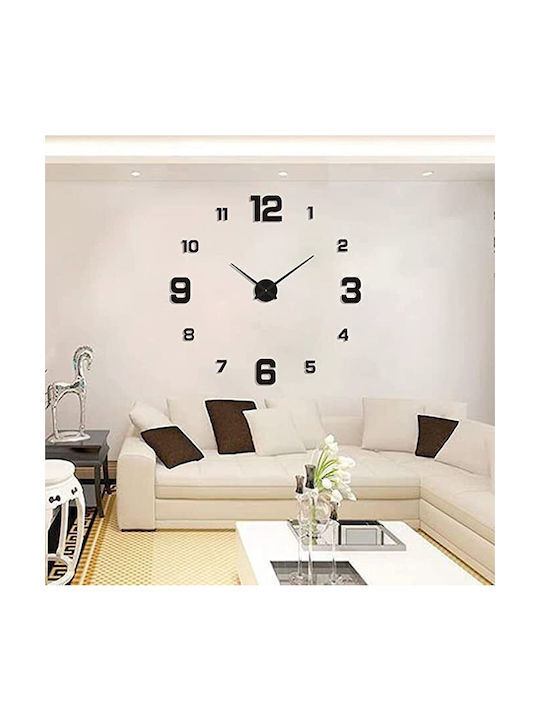 3D Silent Wall Clock Mirror Black