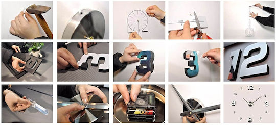 3D Silent Wall Clock Mirror Black