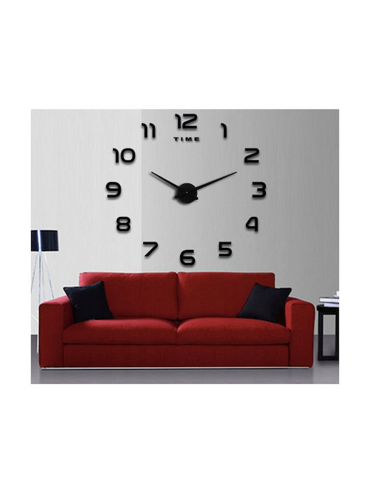3D Silent Wall Clock Mirror Black
