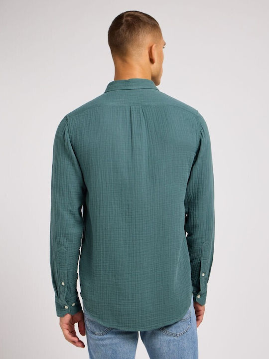 Lee Leesure Men's Shirt Long Sleeve Cotton Green