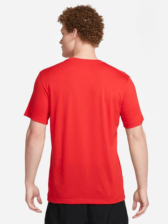 Nike Fitness Herren Sport T-Shirt Kurzarm Dri-Fit Rot