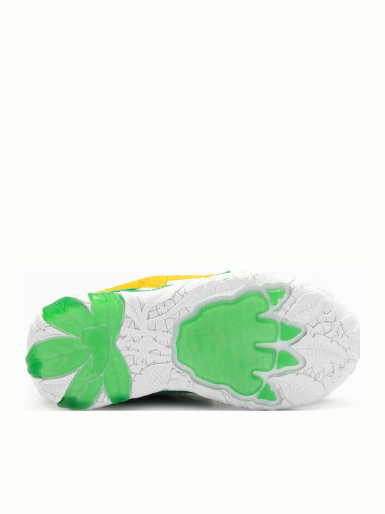 Παιδικά Sneakers Ανατομικά με Σκρατς & Φωτάκια Πράσινα