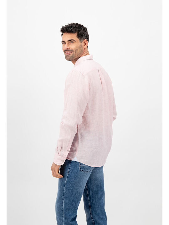 Fynch Hatton Men's Shirt Long Sleeve Linen Pink