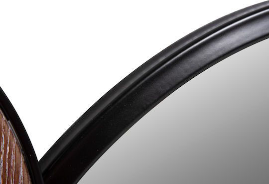 HomeMarkt Davion Wall Mirror With Black Metallic Frame Diameter 50cm