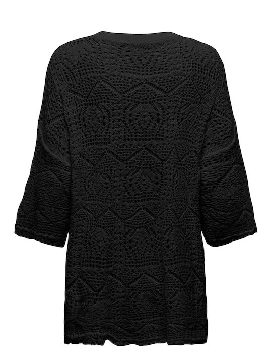 Life Women's Knitting Tunic Dress with 3/4 Sleeve Black