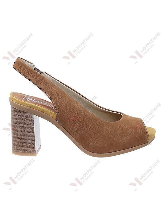 Pitillos Anatomic Leather Pointed Toe Tabac Brown Heels