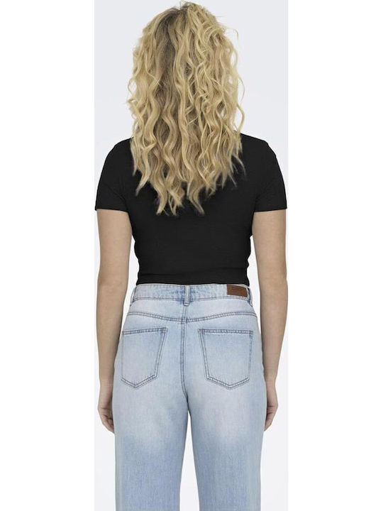 Life Γυναικείο Αθλητικό Crop Top Κοντομάνικο Μαύρο