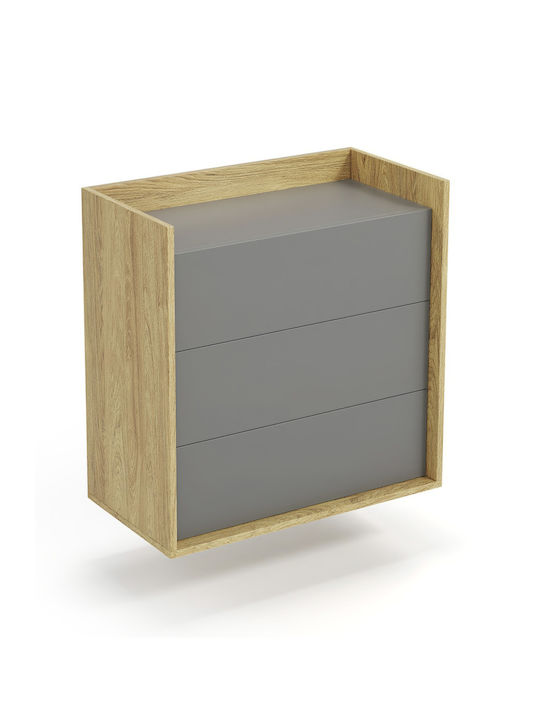 Kids Chest of Drawers Gray with 3 Drawers 78x41x83cm