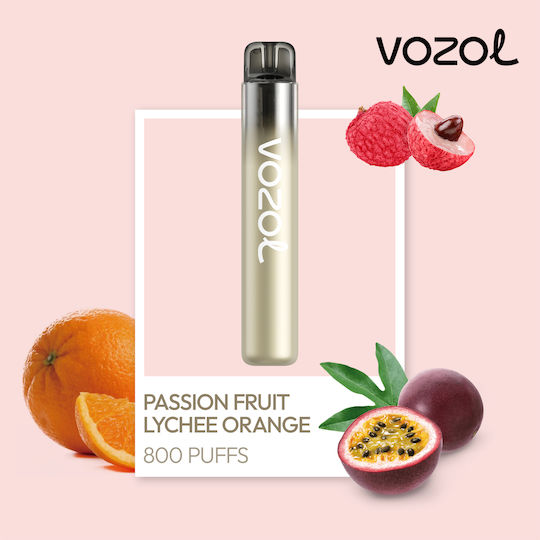 Vozol Neon Електронна Еднократна Цигара 800 Вдишвания Passion Fruit 2ml 2mg Оранжева