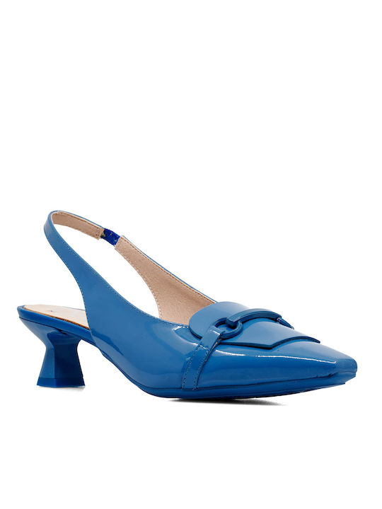 Desiree Shoes Patent Leather Blue Heels