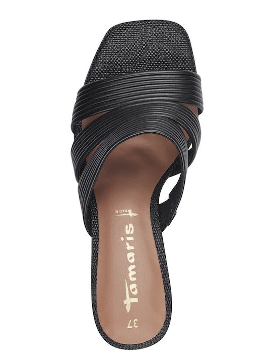 Mules With Chunky High Heel In Black Color