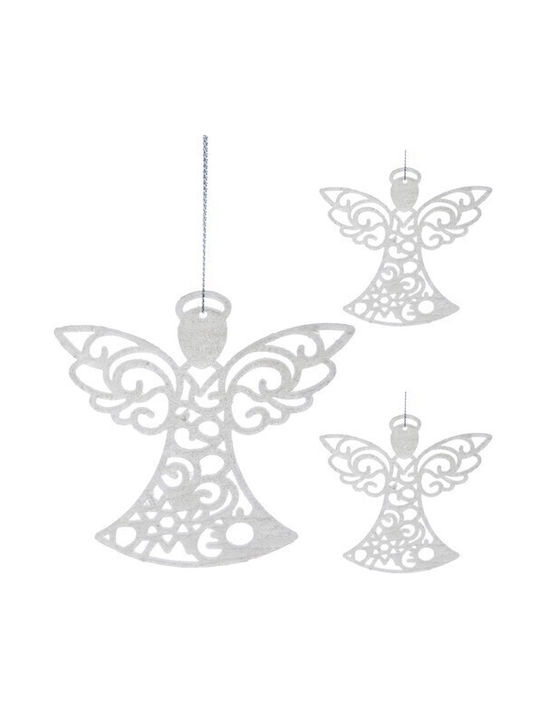 Malatec Christmas Hanging Set Plastic White With Gold Dust With Beads White